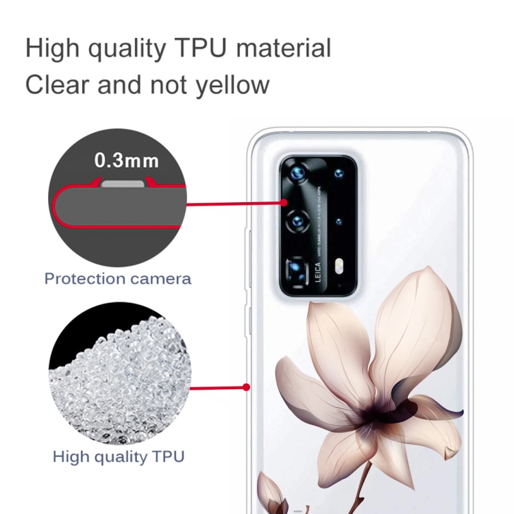 For Huawei P40 Pro+ Coloured Drawing Pattern Highly Transparent TPU Protective Case(Lotus) - 2