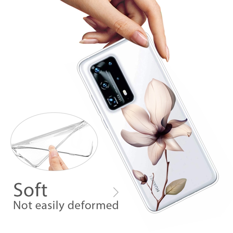 For Huawei P40 Pro+ Coloured Drawing Pattern Highly Transparent TPU Protective Case(Lotus) - 3