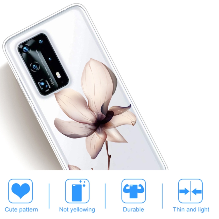 For Huawei P40 Pro+ Coloured Drawing Pattern Highly Transparent TPU Protective Case(Lotus) - 4