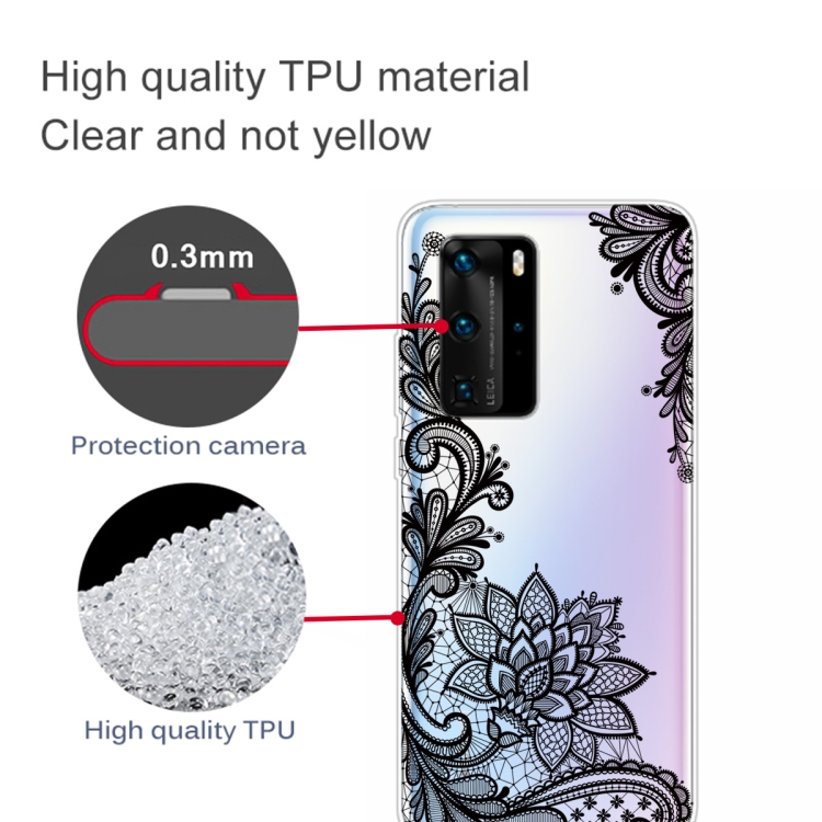 For Huawei P40 Pro Coloured Drawing Pattern Highly Transparent TPU Protective Case(Black Rose) - 2