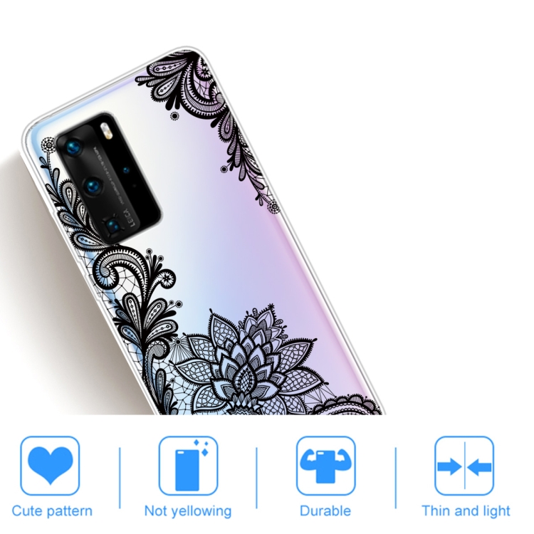 For Huawei P40 Pro Coloured Drawing Pattern Highly Transparent TPU Protective Case(Black Rose) - 4