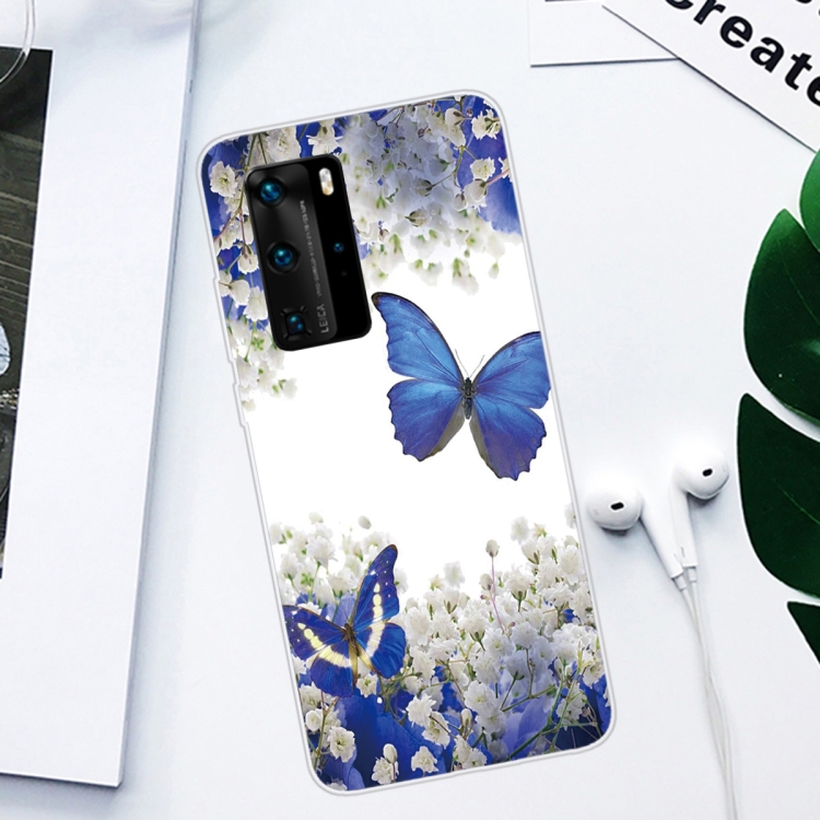 For Huawei P40 Pro Coloured Drawing Pattern Highly Transparent TPU Protective Case(Purple Butterfly) - 1