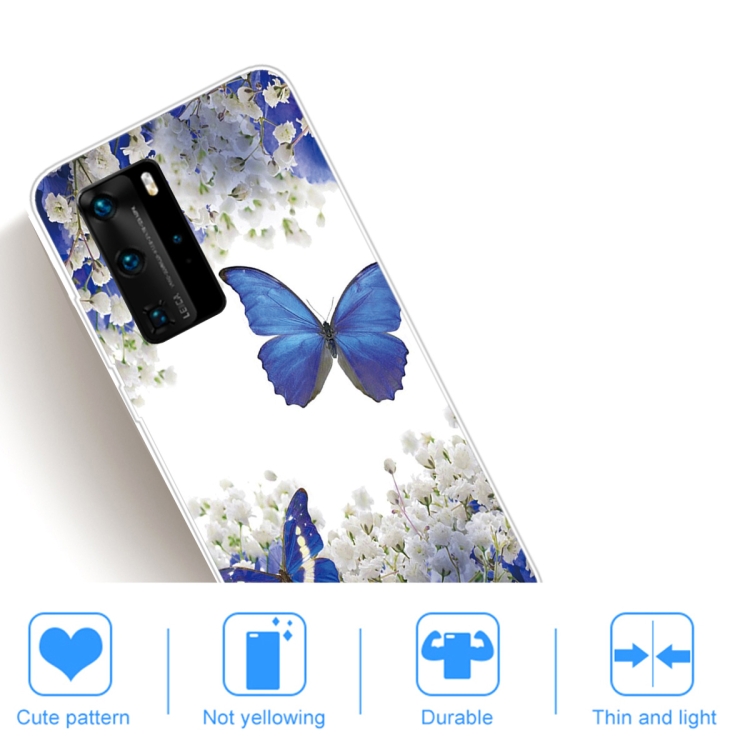 For Huawei P40 Pro Coloured Drawing Pattern Highly Transparent TPU Protective Case(Purple Butterfly) - 4