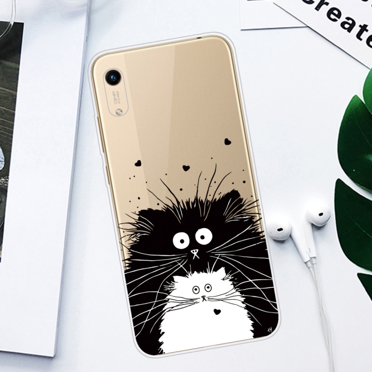 For Huawei Y5 (2019) Coloured Drawing Pattern Highly Transparent TPU Protective Case(Black White Rat) - 1