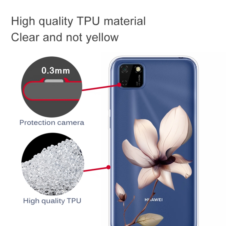 For Huawei Y5p (2020) Coloured Drawing Pattern Highly Transparent TPU Protective Case(Lotus) - 2