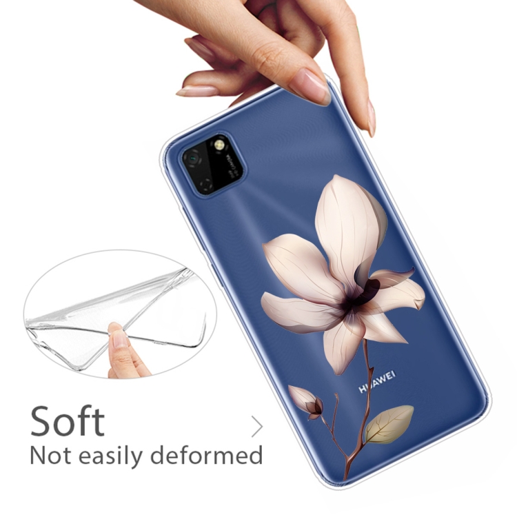 For Huawei Y5p (2020) Coloured Drawing Pattern Highly Transparent TPU Protective Case(Lotus) - 3