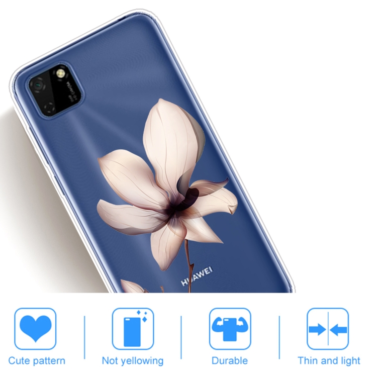 For Huawei Y5p (2020) Coloured Drawing Pattern Highly Transparent TPU Protective Case(Lotus) - 4