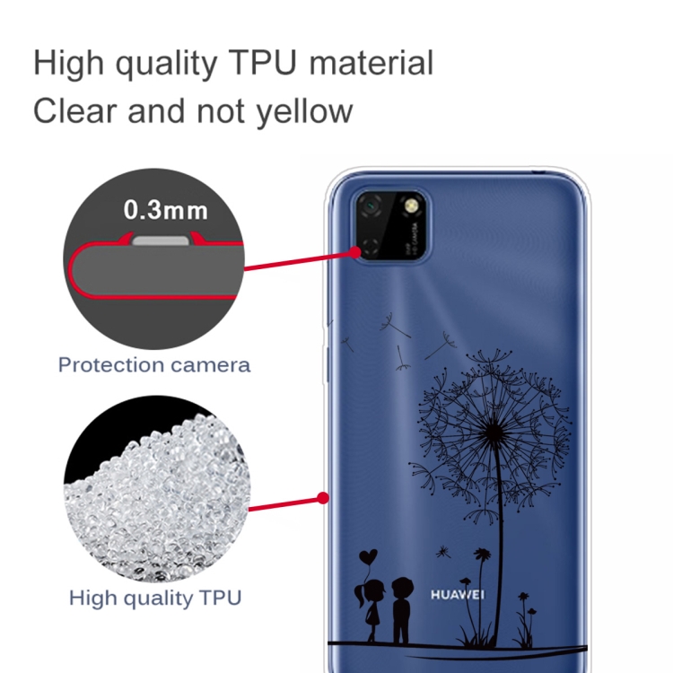 For Huawei Y5p (2020) Coloured Drawing Pattern Highly Transparent TPU Protective Case(Dandelion) - 2