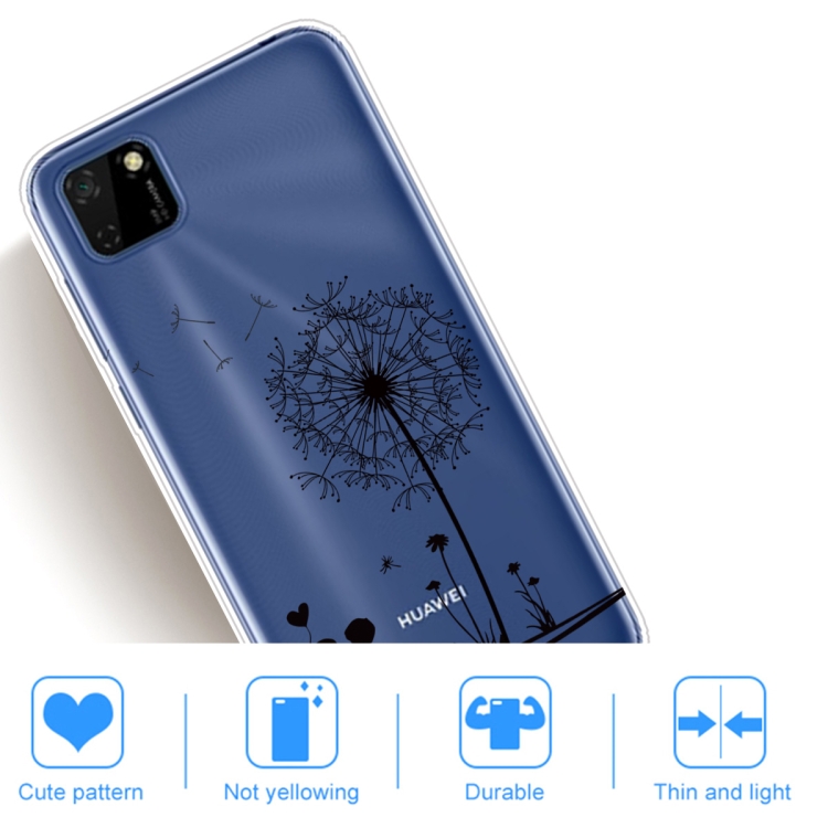 For Huawei Y5p (2020) Coloured Drawing Pattern Highly Transparent TPU Protective Case(Dandelion) - 4