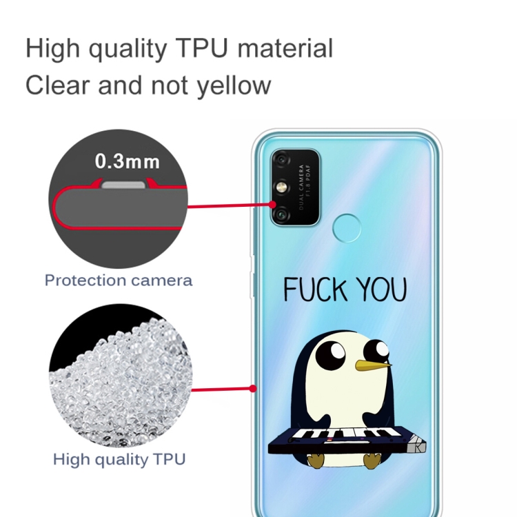 For Huawei Honor 9A Coloured Drawing Pattern Highly Transparent TPU Protective Case(Penguin) - 2