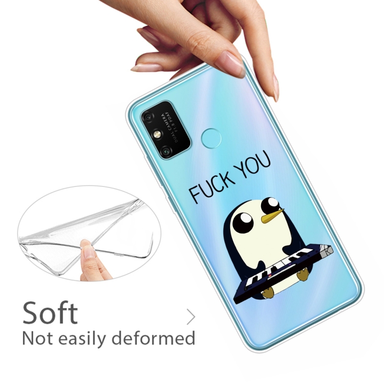 For Huawei Honor 9A Coloured Drawing Pattern Highly Transparent TPU Protective Case(Penguin) - 3