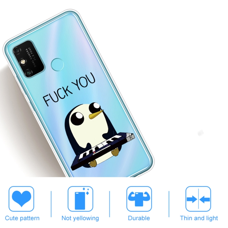 For Huawei Honor 9A Coloured Drawing Pattern Highly Transparent TPU Protective Case(Penguin) - 4