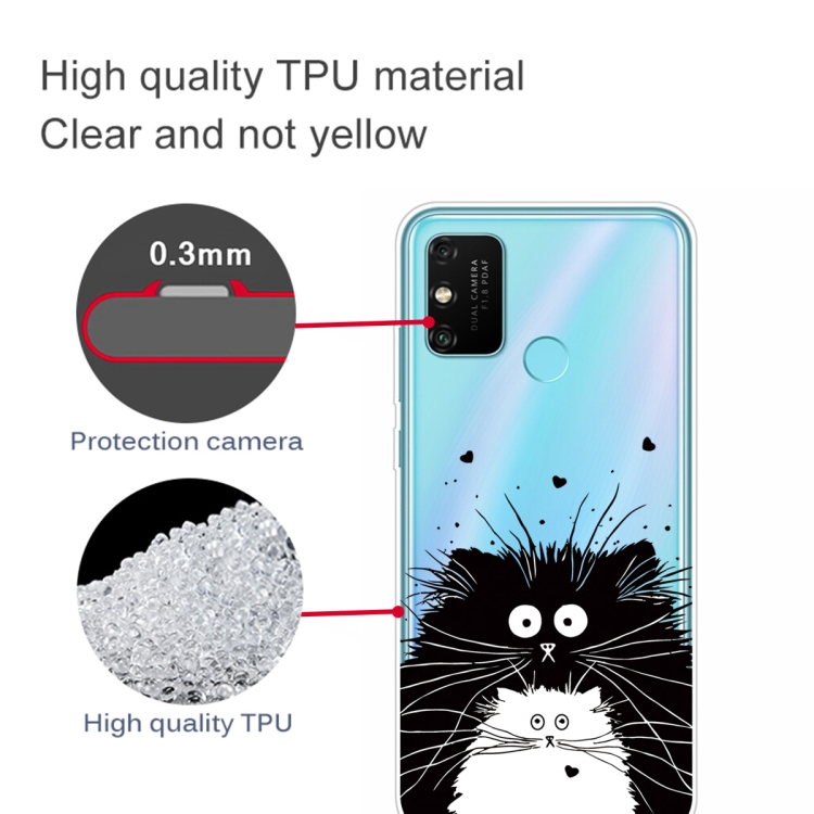 For Huawei Honor 9A Coloured Drawing Pattern Highly Transparent TPU Protective Case(Black White Rat) - 2
