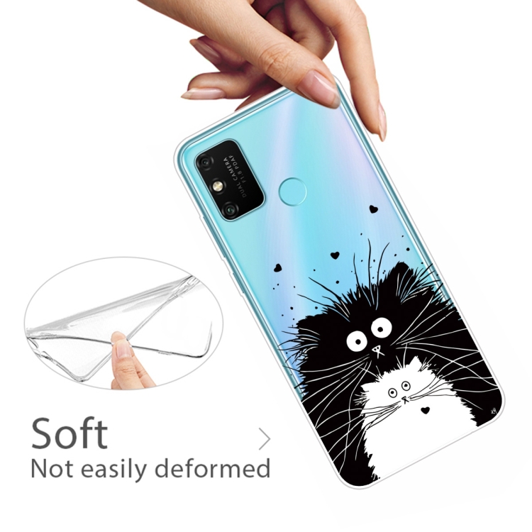 For Huawei Honor 9A Coloured Drawing Pattern Highly Transparent TPU Protective Case(Black White Rat) - 3