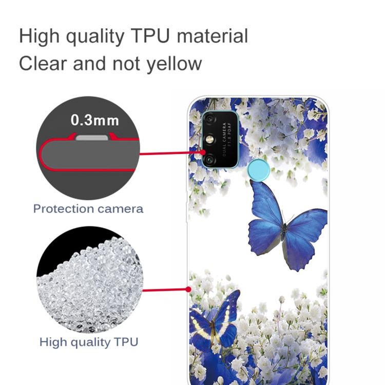 For Huawei Honor 9A Coloured Drawing Pattern Highly Transparent TPU Protective Case(Purple Butterfly) - 2