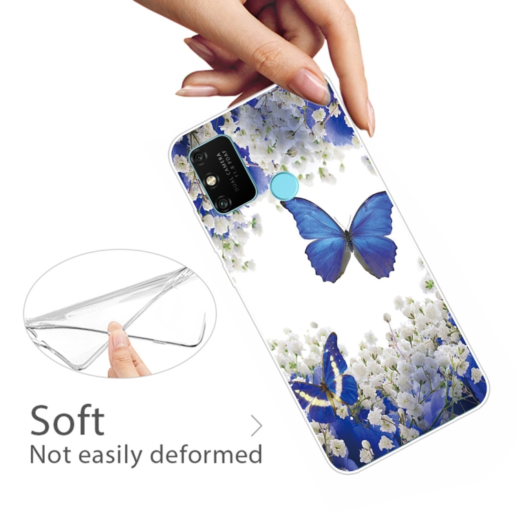 For Huawei Honor 9A Coloured Drawing Pattern Highly Transparent TPU Protective Case(Purple Butterfly) - 3