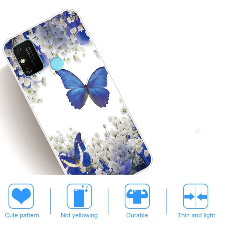 For Huawei Honor 9A Coloured Drawing Pattern Highly Transparent TPU Protective Case(Purple Butterfly) - 4