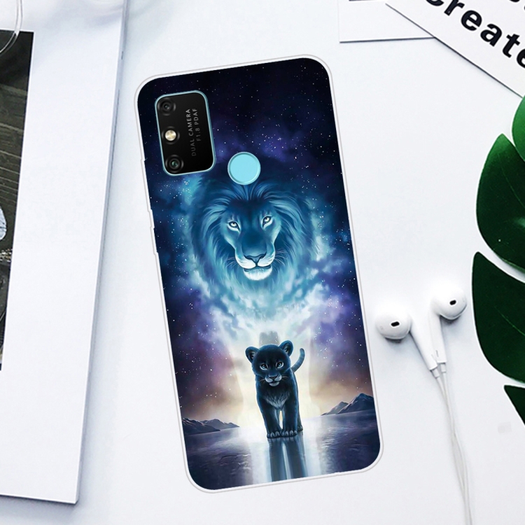 For Huawei Honor 9A Coloured Drawing Pattern Highly Transparent TPU Protective Case(Lion) - 1