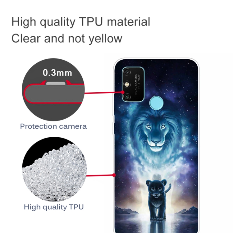 For Huawei Honor 9A Coloured Drawing Pattern Highly Transparent TPU Protective Case(Lion) - 2