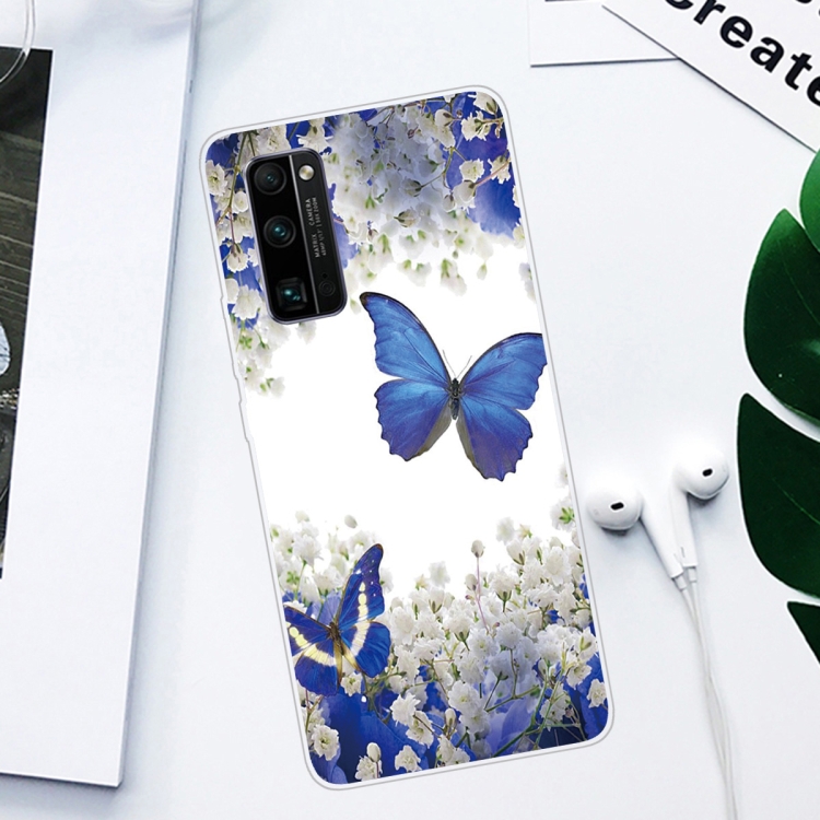 For Huawei Honor 30S Coloured Drawing Pattern Highly Transparent TPU Protective Case(Purple Butterfly) - 1