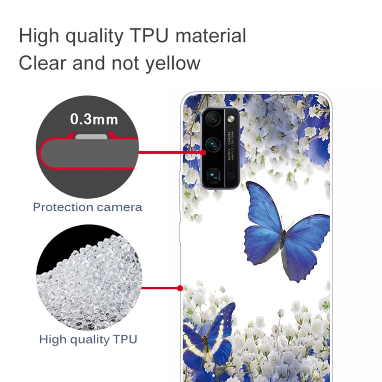 For Huawei Honor 30S Coloured Drawing Pattern Highly Transparent TPU Protective Case(Purple Butterfly) - 2