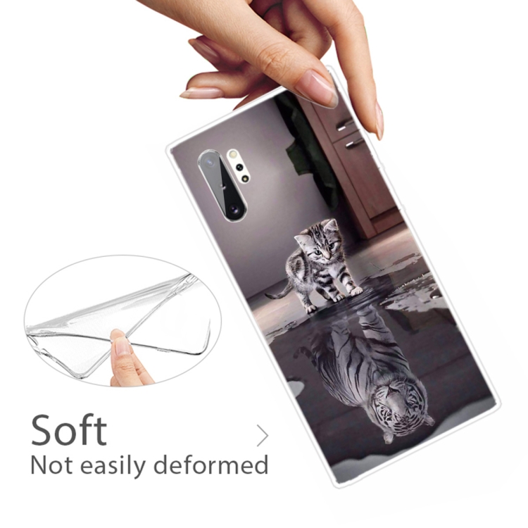 For Samsung Galaxy Note 10+ Coloured Drawing Pattern Highly Transparent TPU Protective Case(Cat Tiger) - 3