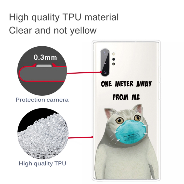 For Samsung Galaxy Note 10+ Coloured Drawing Pattern Highly Transparent TPU Protective Case(Mask Cat) - 2