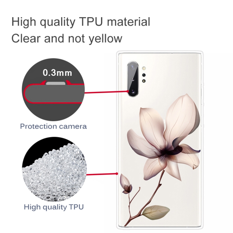 For Samsung Galaxy Note 10+ Coloured Drawing Pattern Highly Transparent TPU Protective Case(Lotus) - 2