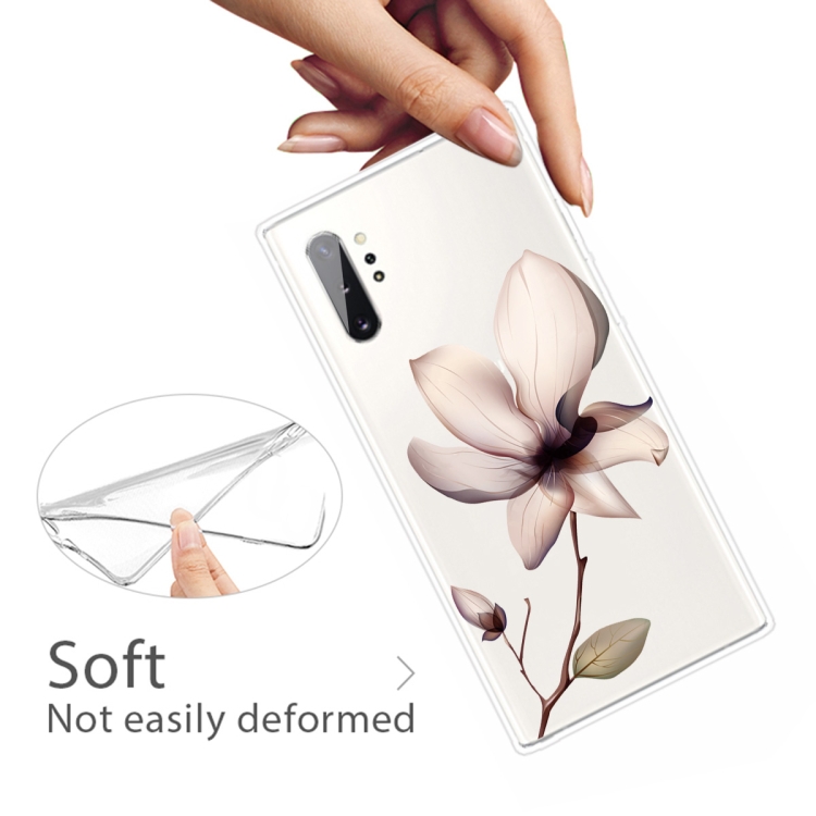 For Samsung Galaxy Note 10+ Coloured Drawing Pattern Highly Transparent TPU Protective Case(Lotus) - 3