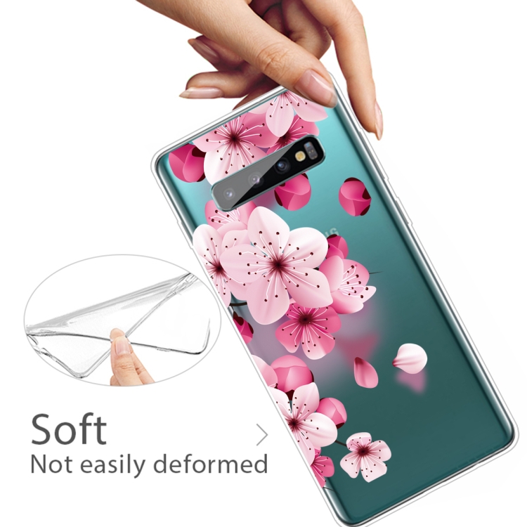 For Samsung Galaxy S10+ Coloured Drawing Pattern Highly Transparent TPU Protective Case(Cherry Blossoms) - 3