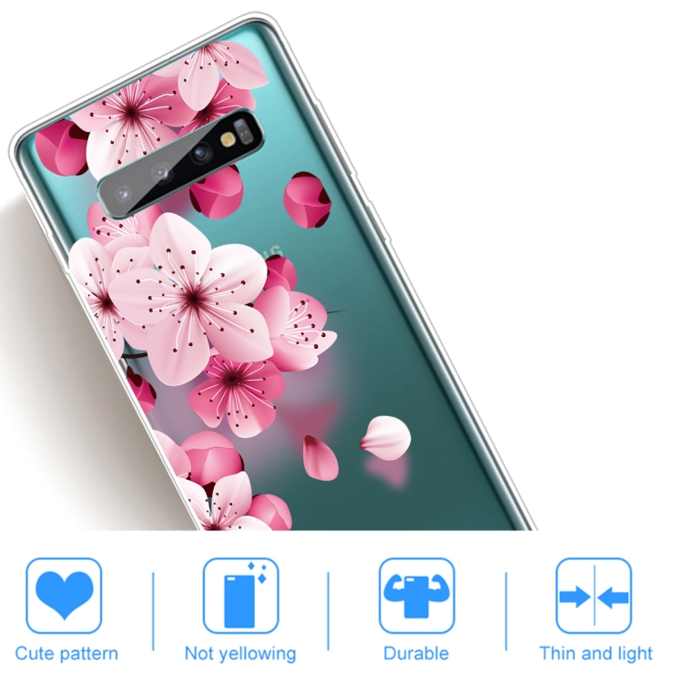 For Samsung Galaxy S10+ Coloured Drawing Pattern Highly Transparent TPU Protective Case(Cherry Blossoms) - 4