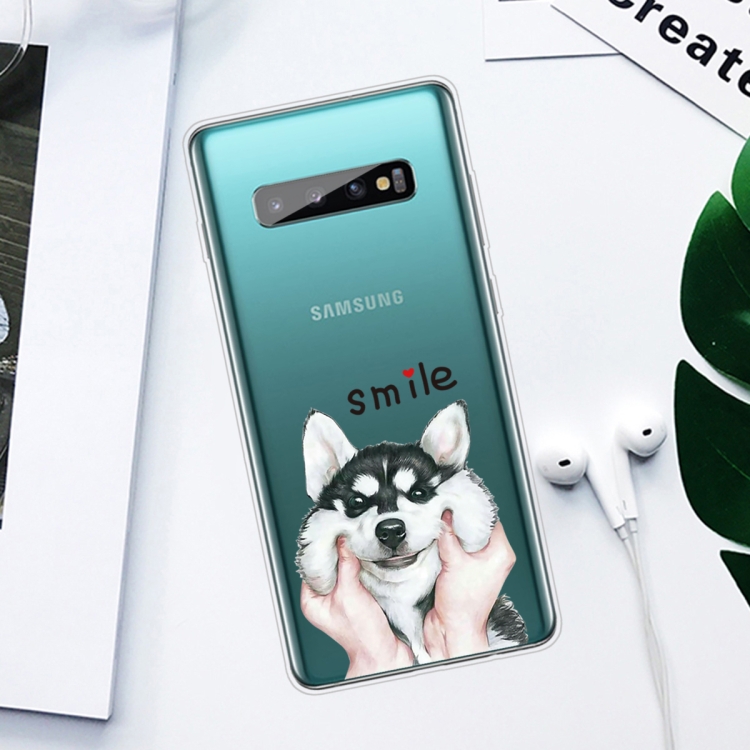 For Samsung Galaxy S10 5G Coloured Drawing Pattern Highly Transparent TPU Protective Case(Pinch Dog) - 1