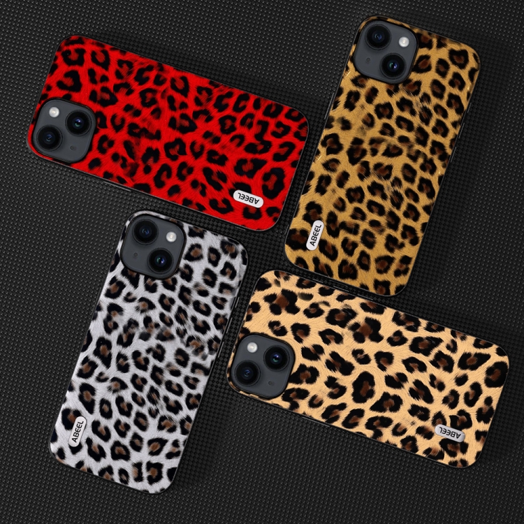 For iPhone 15 ABEEL Black Edge Leopard Phone Case(Silver Leopard) For iPhone 15 ABEEL Black Edge Leopard Phone Case(Silver Leopard)