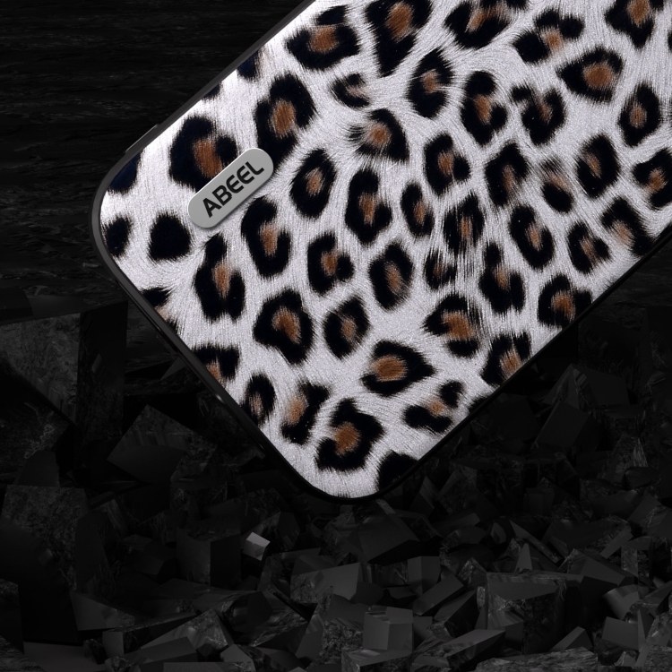For iPhone 14 Pro ABEEL Black Edge Leopard Phone Case(Silver Leopard) For iPhone 14 Pro ABEEL Black Edge Leopard Phone Case(Silver Leopard)