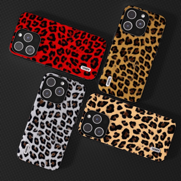 For iPhone 14 Pro ABEEL Black Edge Leopard Phone Case(Silver Leopard) For iPhone 14 Pro ABEEL Black Edge Leopard Phone Case(Silver Leopard)
