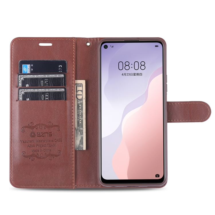 For Huawei Nova 7 SE AZNS Sheepskin Texture Horizontal Flip Leather Case with Holder & Card Slots & Wallet(Red) - 4