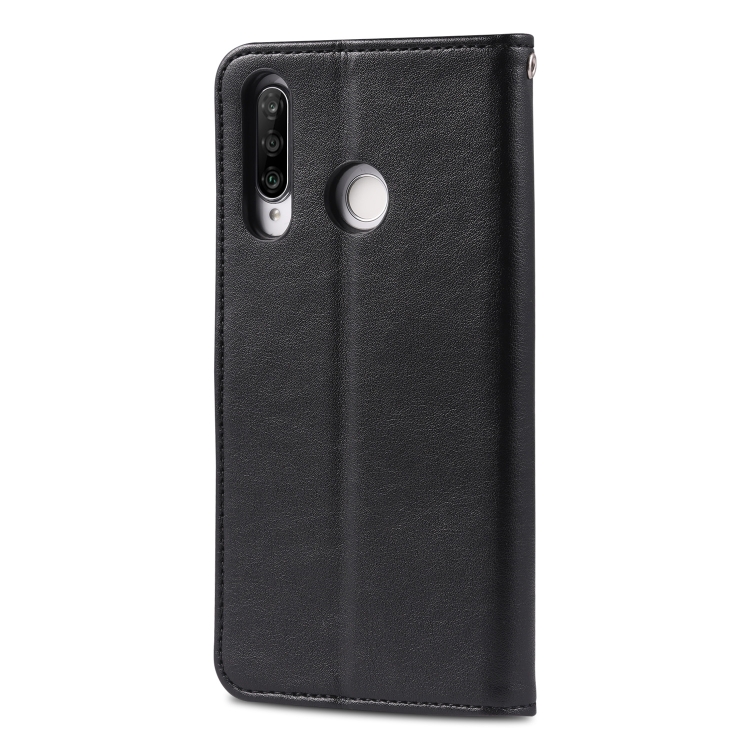 For Huawei P30 Lite / Nova 4E AZNS Sheepskin Texture Horizontal Flip Leather Case with Holder & Card Slots & Wallet(Black) - 2