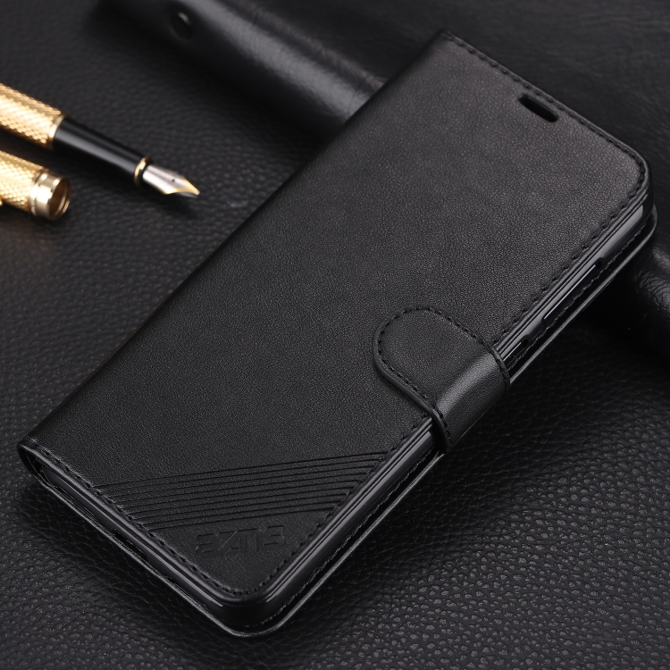 For Huawei Enjoy 9 AZNS Sheepskin Texture Horizontal Flip Leather Case with Holder & Card Slots & Wallet(Black) - 1