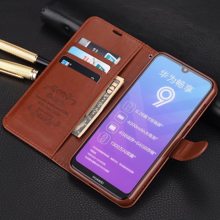 For Huawei Enjoy 9 AZNS Sheepskin Texture Horizontal Flip Leather Case with Holder & Card Slots & Wallet(Black) - 5