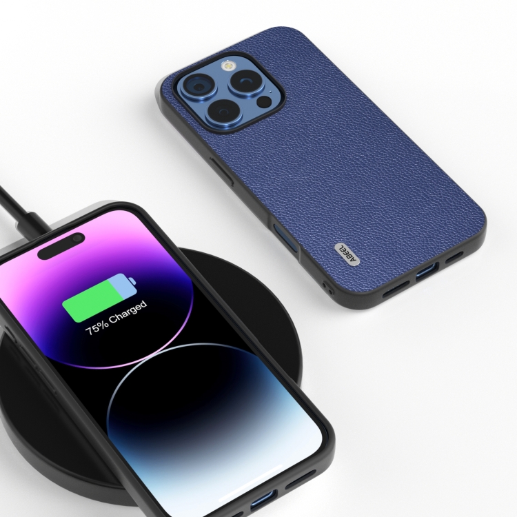 For iPhone 16 Pro Max ABEEL Black Edge Genuine Leather Mino Phone Case(Royal Blue) For iPhone 16 Pro Max ABEEL Black Edge Genuine Leather Mino Phone Case(Royal Blue)