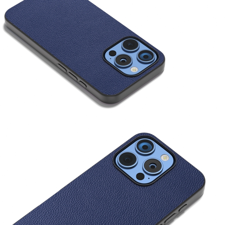 For iPhone 16 Pro Max ABEEL Black Edge Genuine Leather Mino Phone Case(Royal Blue) For iPhone 16 Pro Max ABEEL Black Edge Genuine Leather Mino Phone Case(Royal Blue)