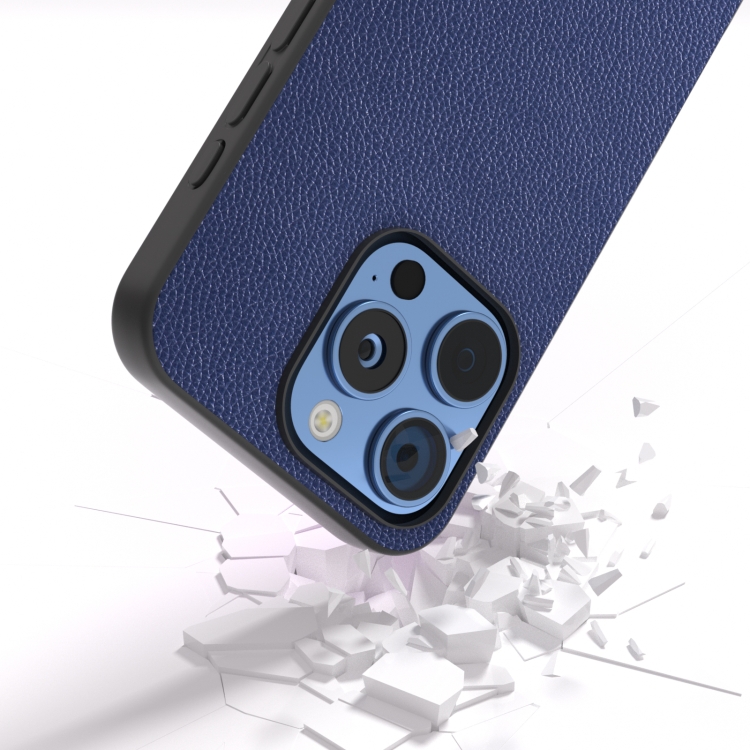 For iPhone 16 Pro Max ABEEL Black Edge Genuine Leather Mino Phone Case(Royal Blue) For iPhone 16 Pro Max ABEEL Black Edge Genuine Leather Mino Phone Case(Royal Blue)