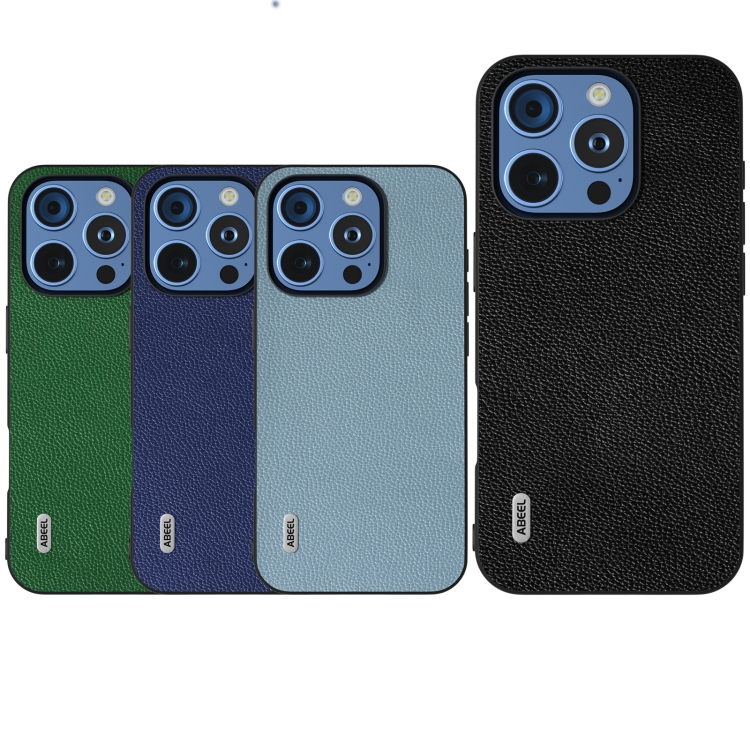 For iPhone 16 Pro Max ABEEL Black Edge Genuine Leather Mino Phone Case(Royal Blue) For iPhone 16 Pro Max ABEEL Black Edge Genuine Leather Mino Phone Case(Royal Blue)