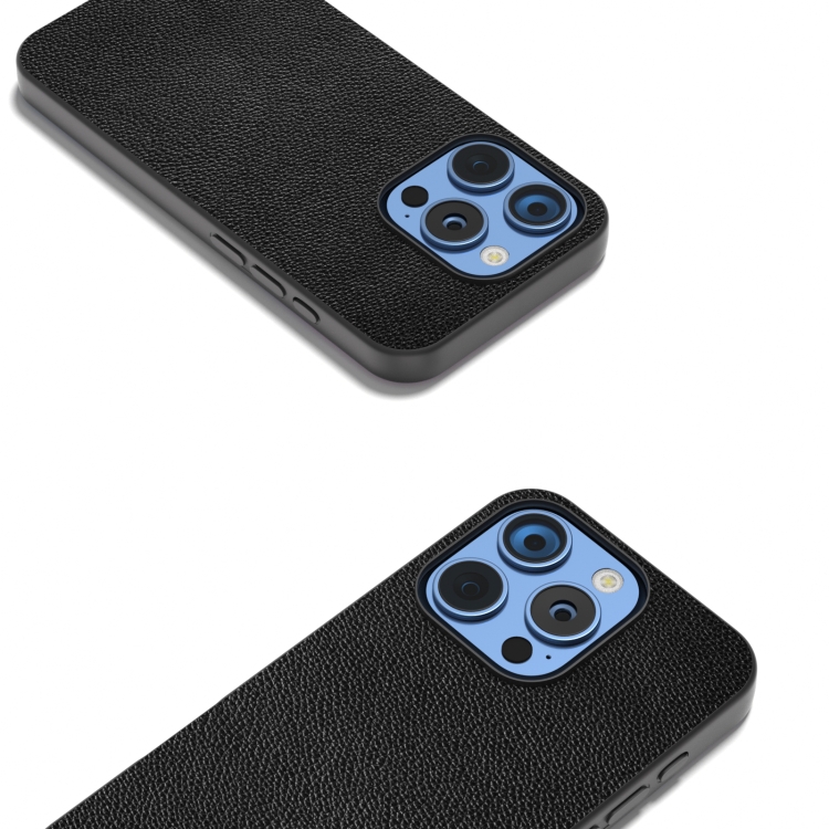 For iPhone 16 Pro ABEEL Black Edge Genuine Leather Mino Phone Case(Black) For iPhone 16 Pro ABEEL Black Edge Genuine Leather Mino Phone Case(Black)