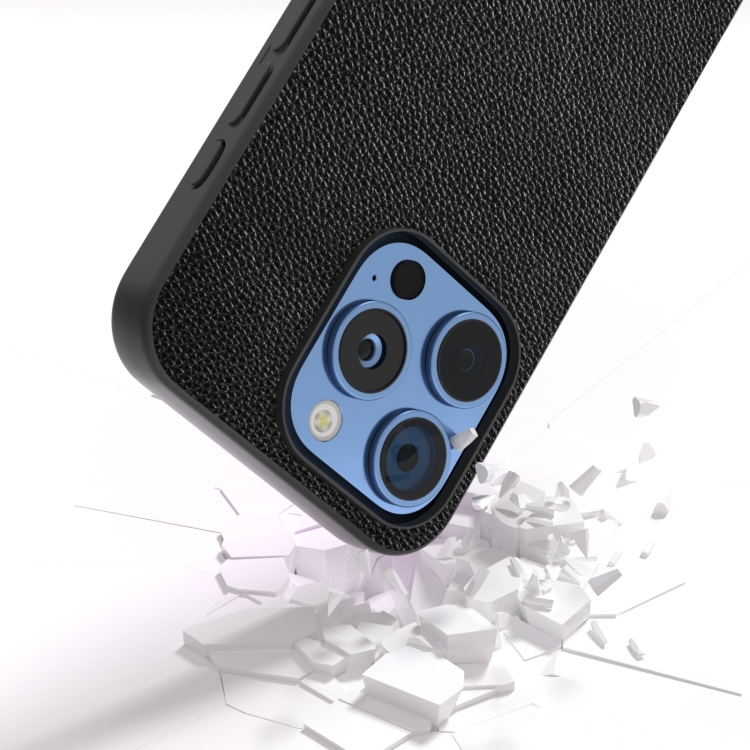 For iPhone 16 Pro ABEEL Black Edge Genuine Leather Mino Phone Case(Black) For iPhone 16 Pro ABEEL Black Edge Genuine Leather Mino Phone Case(Black)