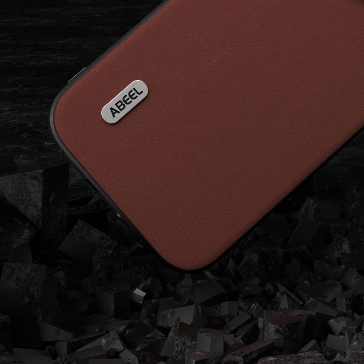 For iPhone 14 Plus ABEEL Genuine Leather Silky Soft Black Edge Phone Case(Coffee) For iPhone 14 Plus ABEEL Genuine Leather Silky Soft Black Edge Phone Case(Coffee)