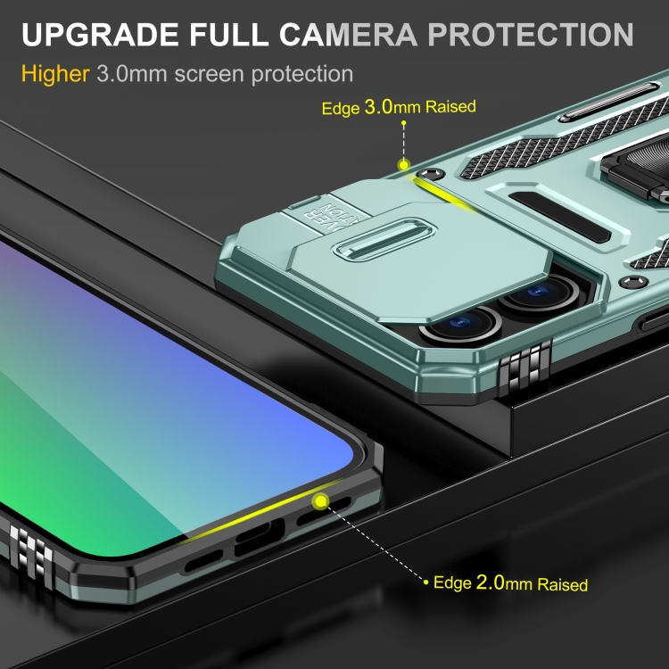 For iPhone 16 Pro Max Armor PC + TPU Camera Shield Phone Case(Alpine Green) For iPhone 16 Pro Max Armor PC + TPU Camera Shield Phone Case(Alpine Green)
