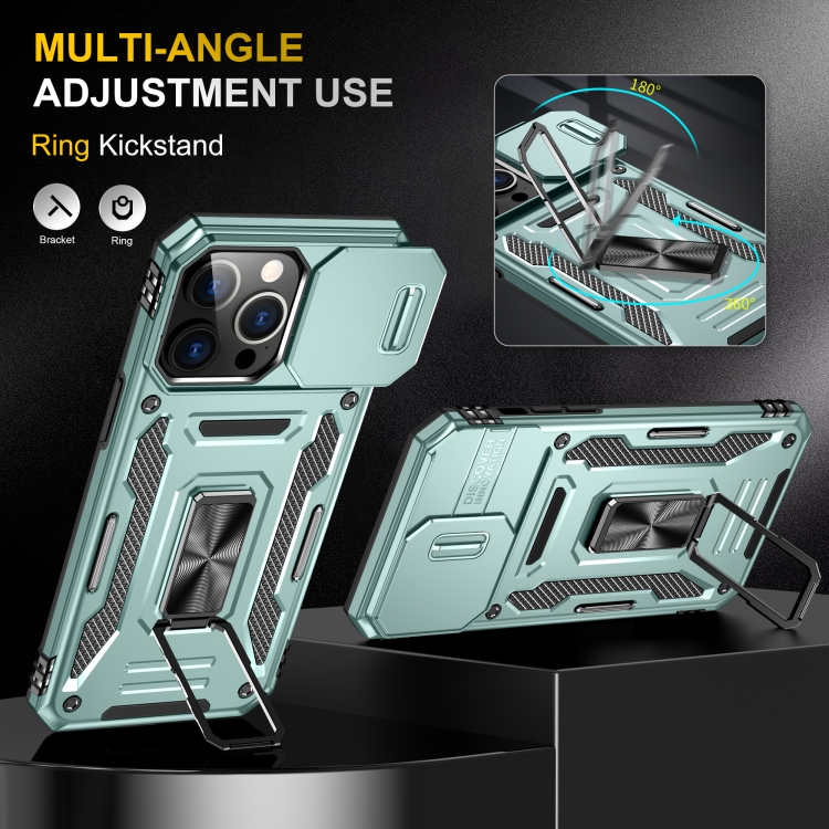 For iPhone 16 Pro Max Armor PC + TPU Camera Shield Phone Case(Alpine Green) For iPhone 16 Pro Max Armor PC + TPU Camera Shield Phone Case(Alpine Green)