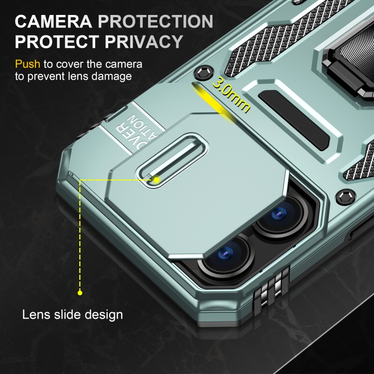 For iPhone 16 Pro Max Armor PC + TPU Camera Shield Phone Case(Alpine Green) For iPhone 16 Pro Max Armor PC + TPU Camera Shield Phone Case(Alpine Green)