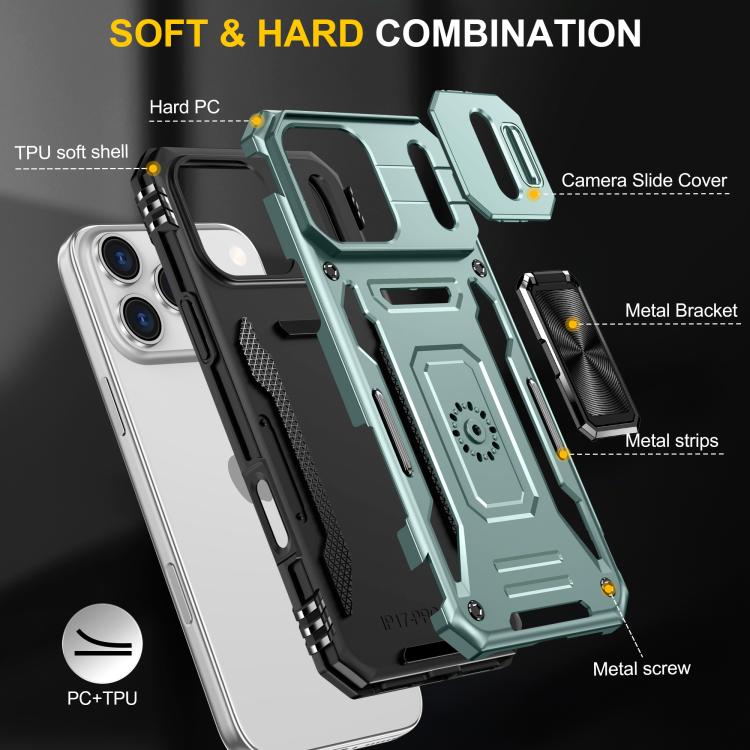 For iPhone 17 Pro Armor PC + TPU Camera Shield Phone Case(Alpine Green)